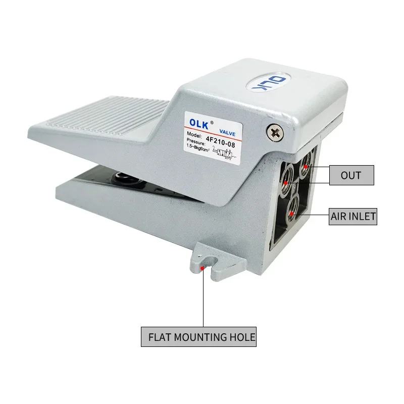4F210-08 2 Position 5 Way Momentary Air Tool Foot Pneumatic Pedal Valve Switch4F210-08L with Lock Pedal Valve