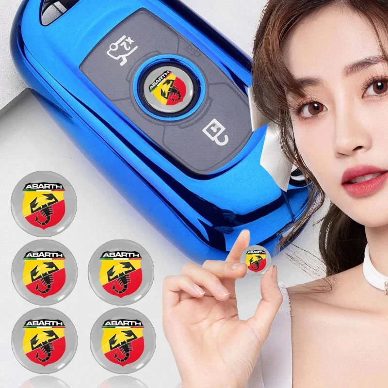 

14MM Remote car key aluminum badge, decorative sticker For Abbas Abarth Punto 124/125/500 Stilo Ducato Car Accessories