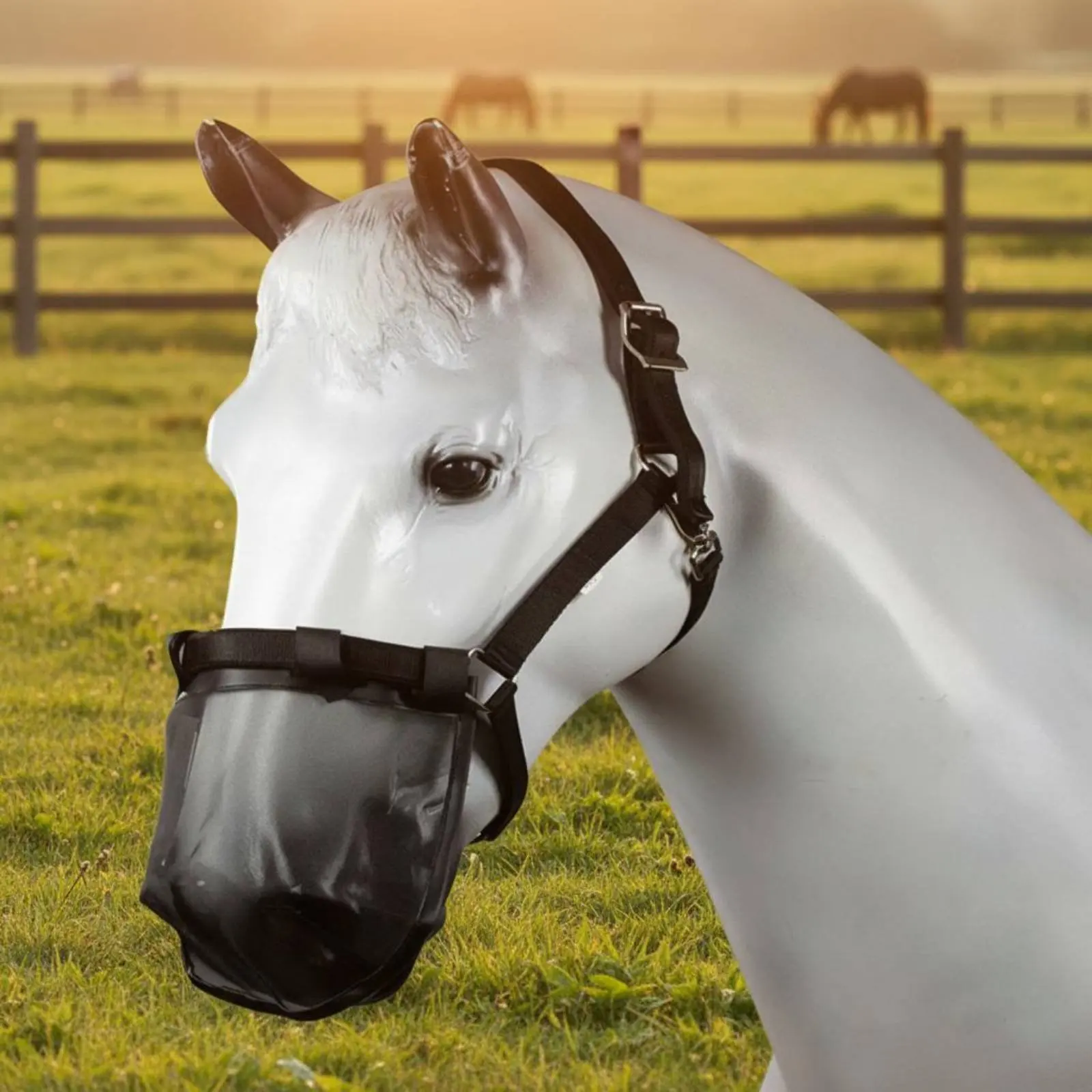 Horse Nose Guard Sturdy Horse Muzzle Mesh Equine Anti-Fly Mask Stay on Design Equine Gear Bridle Compatible for Outdoor Riding view 2