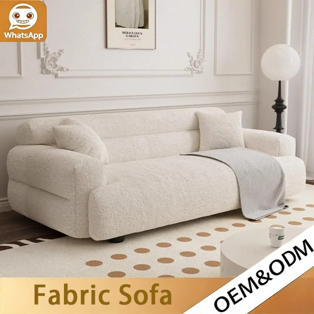 Minimalist Modern Cream Velvet 2-Seater Couch, Straight Shape Sponge Filling Comfort Sofa for Indoor Living Room Interior