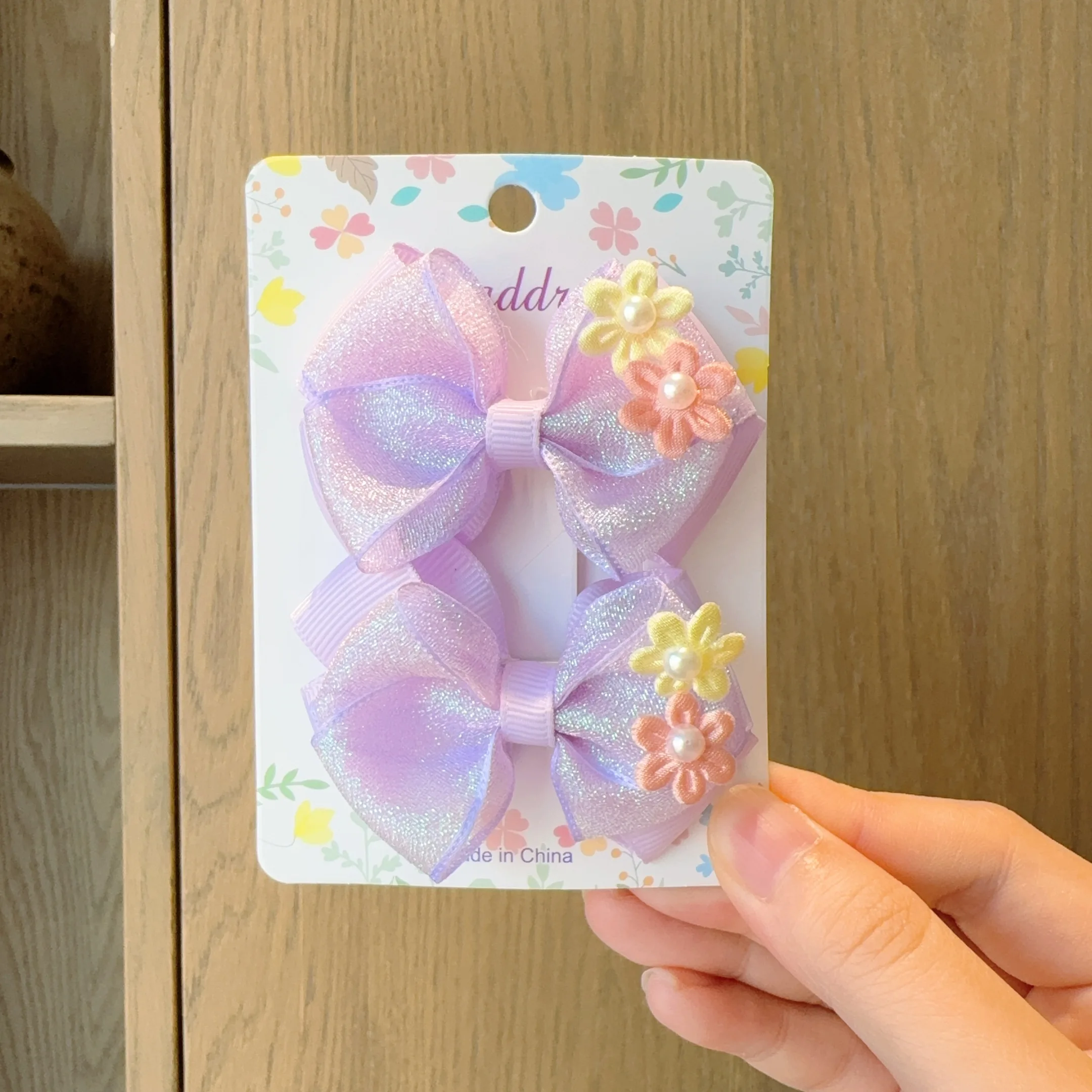 2 buah/Set jepit rambut pita bunga berkilau mode baru jepit rambut anak perempuan cantik jepit rambut pegangan rambut Aksesori rambut grosir
