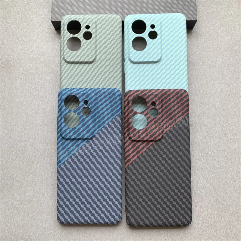 

For Realme GT6 Case Luxury Carbon Fiber Texture Skin-friendly PC Back Cover Chinese Version Shockproof Funda