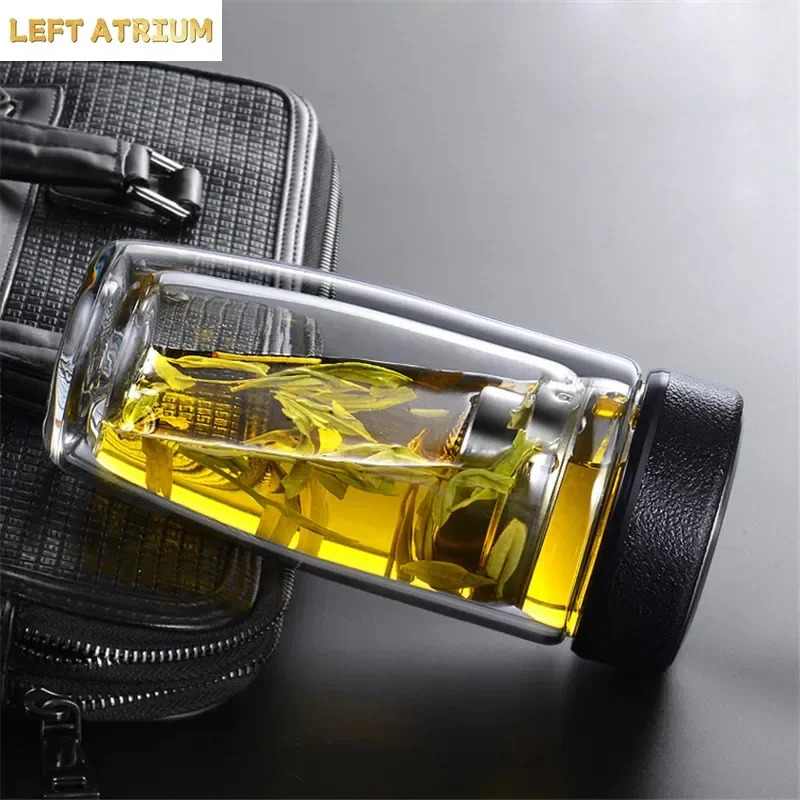 380ml Double Wall Glass Water Bottles For Dink Tea with Infuser Tumbler Stainless Steel Filters Tea Strainer Travel Drinkware