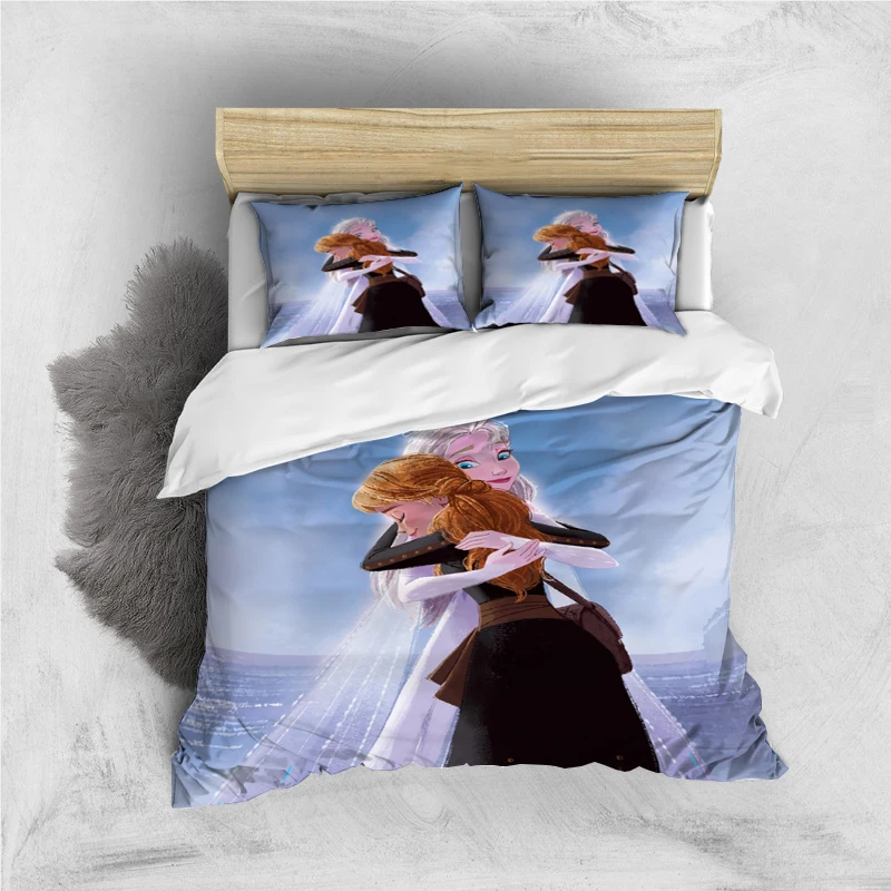 Imagem -02 - Conjunto de Cama Disney Cartoon com Fronha Frozen Elsa Print Capa para Crianças Adultos Rei Rainha Tamanho Completo Gêmeo Peças