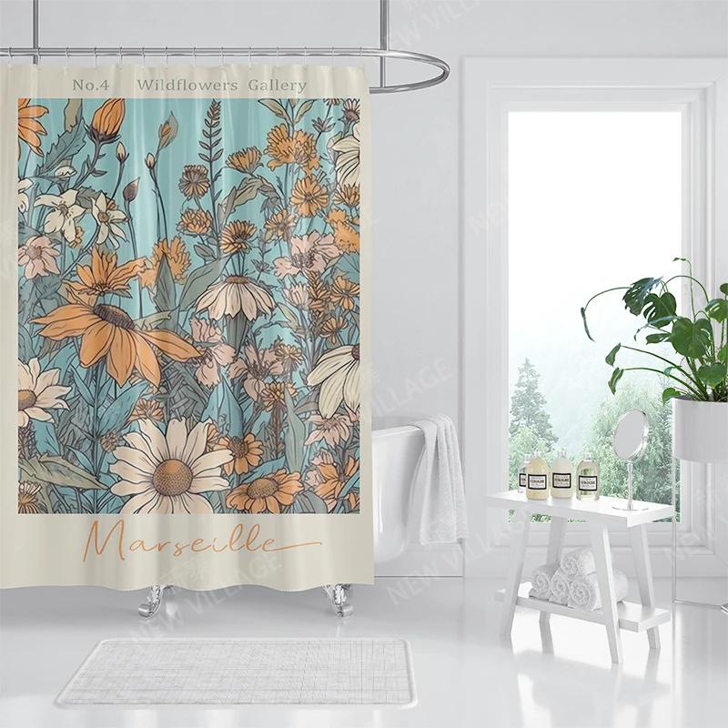 home shower curtains for bathroom Morandi lines and flowers waterproof fabric bathroom Curtains modern shower curtain 180x200