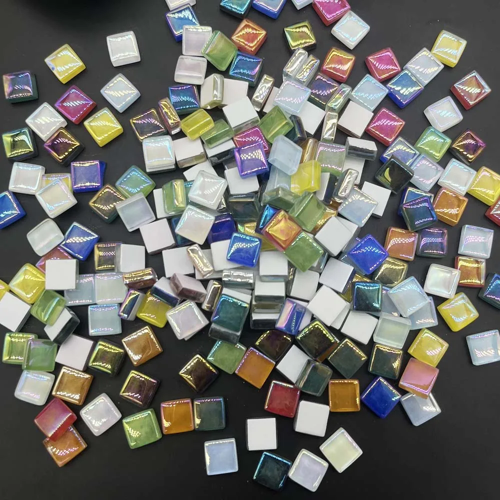 100 Uds. Azulejos de mosaico de cristal, azulejos de mosaico pequeños artesanales cuadrados de 1 cm a granel para manualidades, pasatiempos DIY, proyecto de arte, colores mezclados