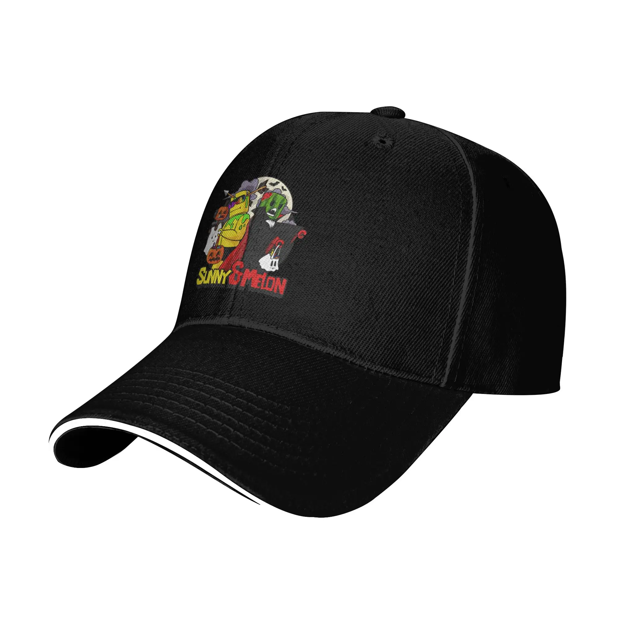 Sunny And Melon Split Face Stripe Background Baseball Cap  Unisex-Teens Custom Logo Trucker Hat Summer y2k Funny Baseball Caps
