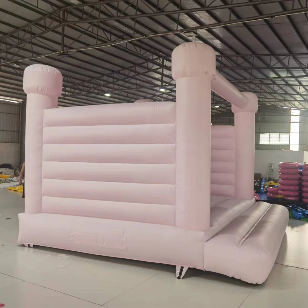 Pastle Roze Moonwalk Bounce Huis Opblaasbare Jumper Wit Springkasteel Springkussen Commerciële Voor Kids Party