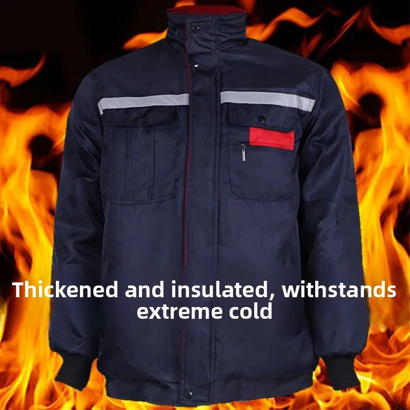 

Thiened Cotton Jaet for Men Winter Workwear Warmth Insulation Extra Cotton Padded Coat Windproof Heavy Du for Labor