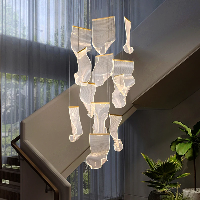 DEOLUXY-Plafonnier LED suspendu en acrylique au design moderne, éclairage d'intérieur, luminaire décoratif de plafond, idéal pour un salon ou des escaliers