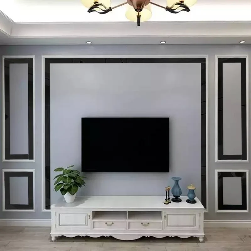 1M/roll Mirror Acrylic Decorative Strip Self-adhesive Home Background Wall Ceiling Ceramic Tile Waistline Plane  Decor Edge Line