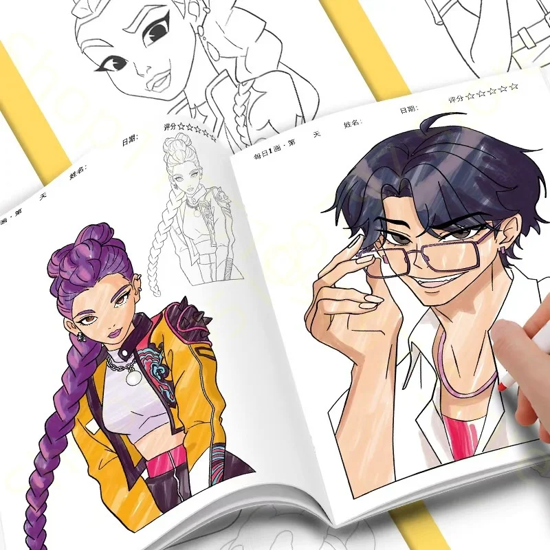 New KPop Demon Hunter Coloring Books Picture Book Peripheral Painting Book Line Drawing Children's Birthday Gift Christmas Gifts