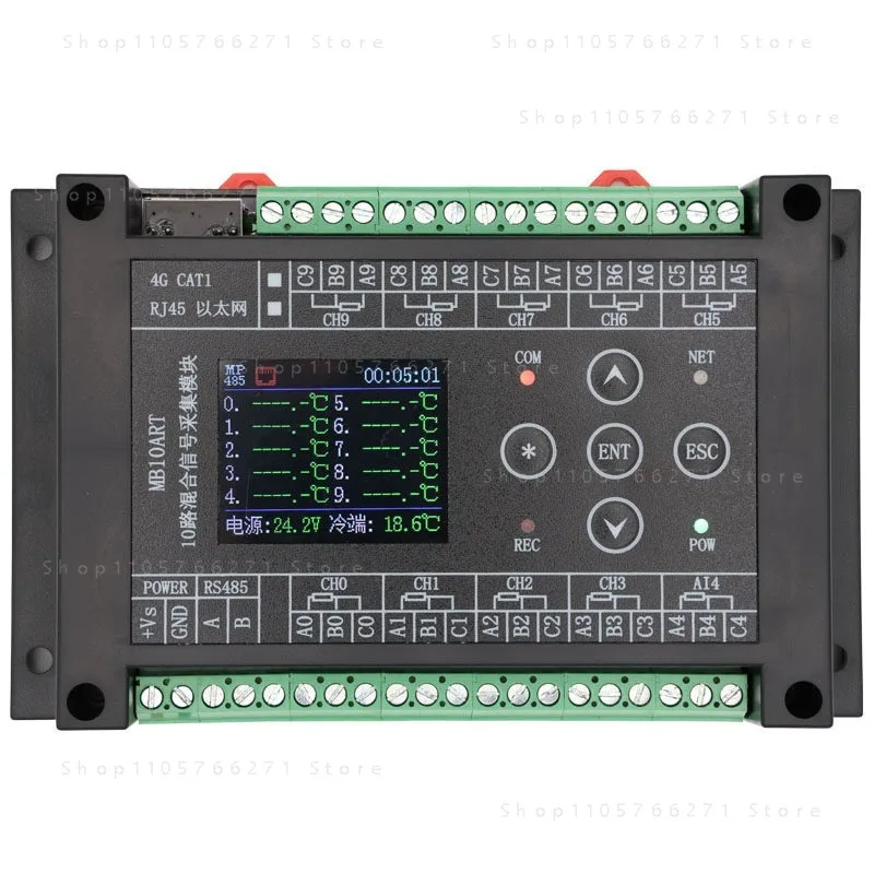 PT100 PT1000 10-channel platinum resistor high-precision temperature acquisition module Ethernet MODBUS RS485
