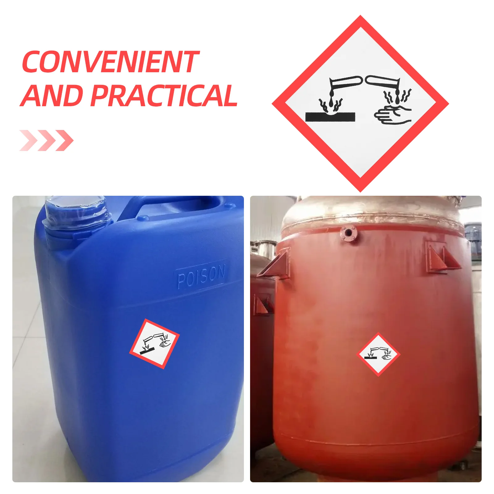 Etiquetas químicas, cartel Hazmat, adhesivo de seguridad a prueba de agua, señal de advertencia de vinilo, señales de Pvc