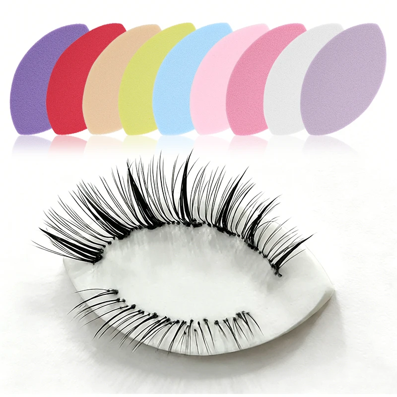 50 Stück weiche Schwamm-Pads für falsche Wimpern, Übungswerkzeuge für Anfänger, gemischte Farben, wiederverwendbare Make-up-Puffs, Trainings-Wimpernverlängerungen