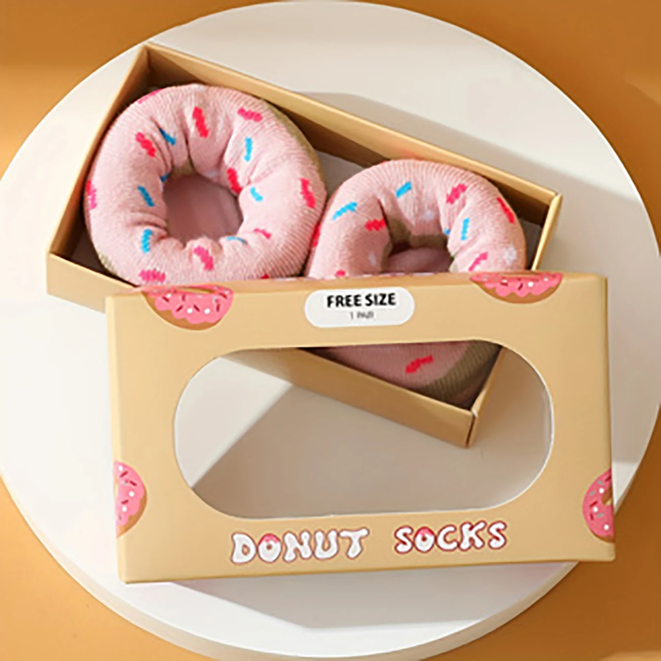 1 pair of fashionable, unique and interesting colorful donuts with personalized patterns for men and women\'s gift socks suitable