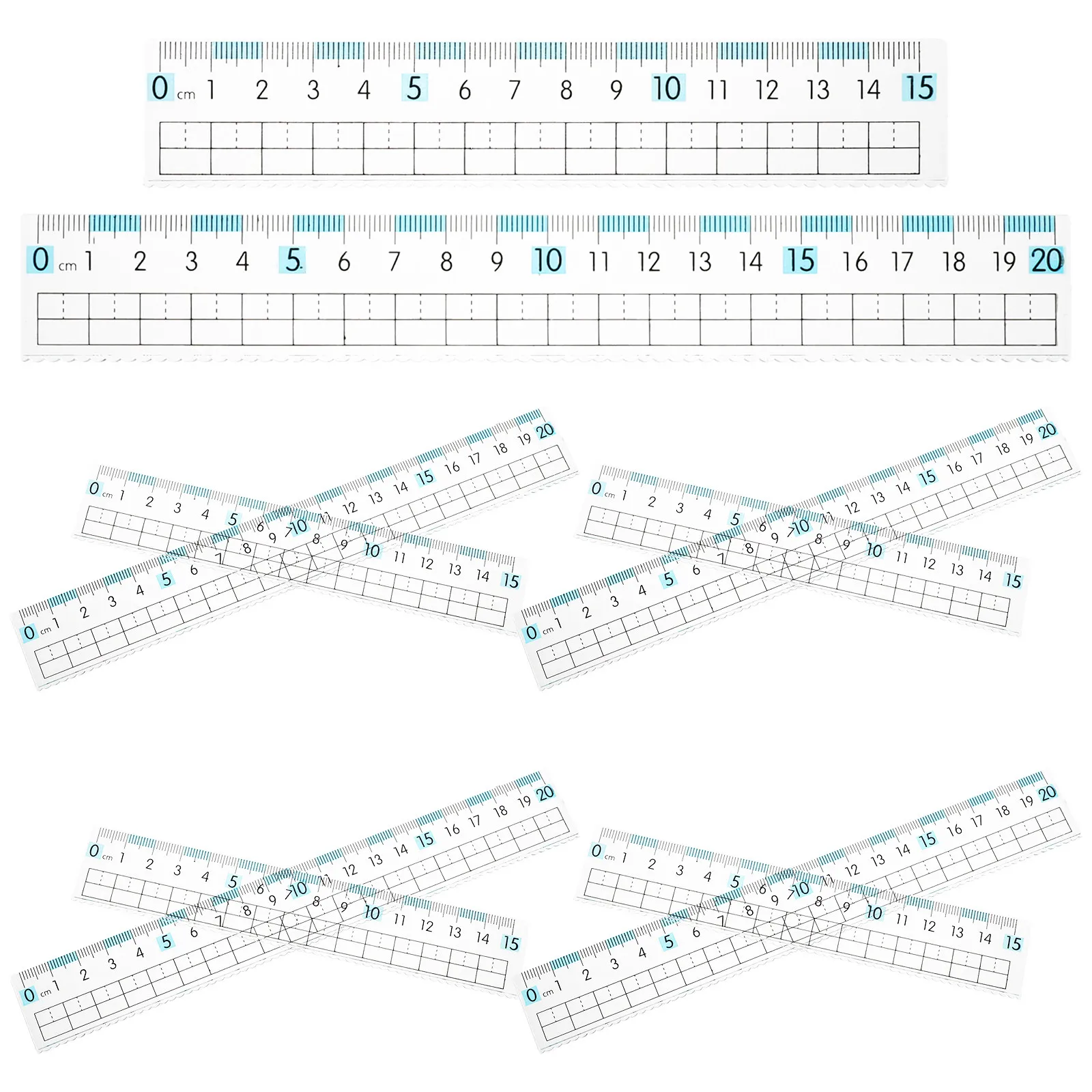 10Pcs Flexible Plastic Rulers Clear Metric 15Cm 20Cm Transparent Straight Ruler Anti-Myopia School Drawing Measuring