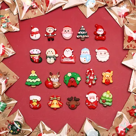 100 मिश्रित राल क्रिसमस रेफ्रिजरेटर मैग्नेट, सांता क्लॉस, स्नोमैन, क्रिसमस पेड़ और सजावट की अन्य शैलियों, क्रिसमस 10 best sales राल चुंबक - №3