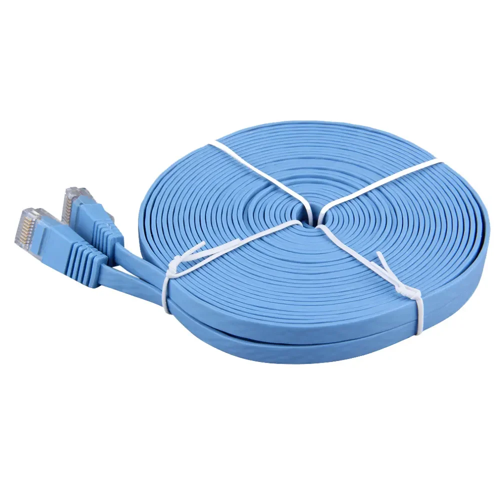 Imagem -05 - Cabo Flat Ethernet Network Cat6 Patch Cabo Cabo Lan Cor Azul Cat6 5m 10m 20m 30m 20cm