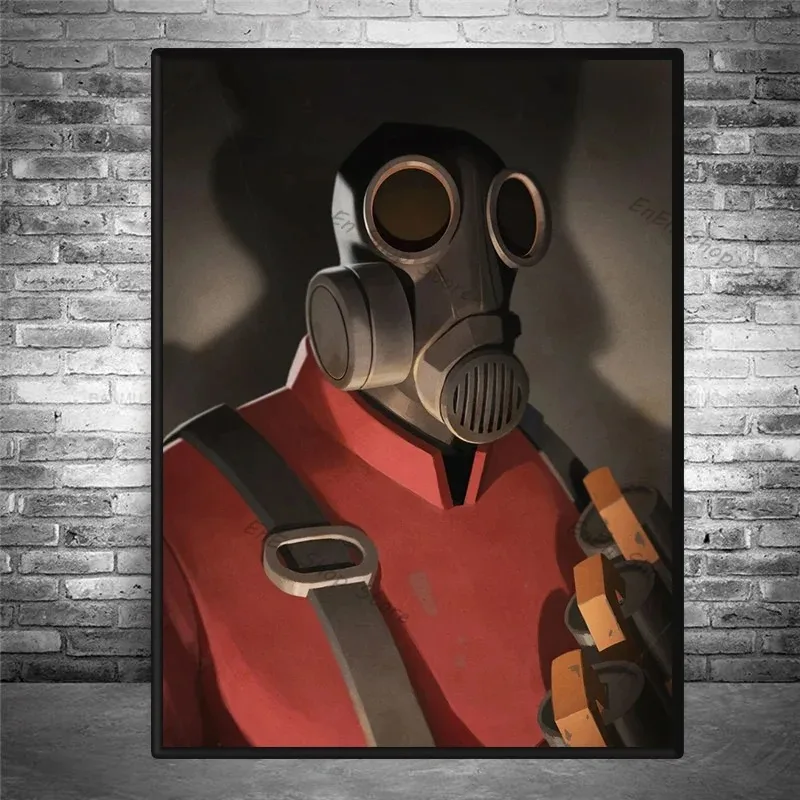 Team Videospiel Festung 2, Pyro-Gesicht, Leinwandgemälde, TF2, Poster und Wandkunstdruck, modernes Familienschlafzimmer, Heimdekoration, Geschenk