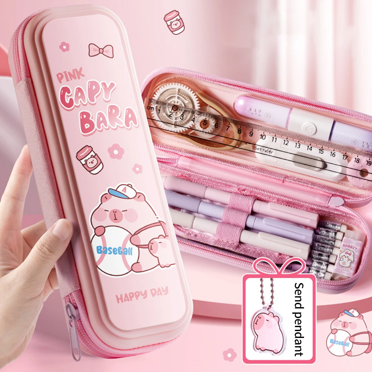 Lightweight Cartoon Pencil Case Waterproof Large Capacity Kids Multifunctional Dirt Resistant Storage School Stationery