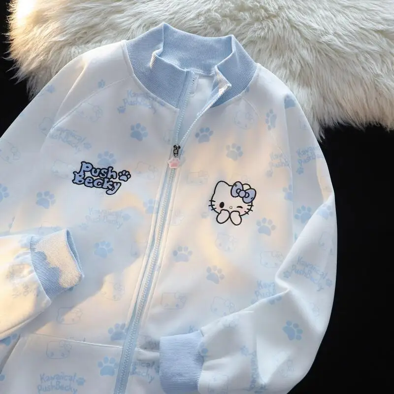 Sanrios casaco fofo hello kittys blusa cutesy manga comprida leve elegante novo estilo universitário presente para namorada