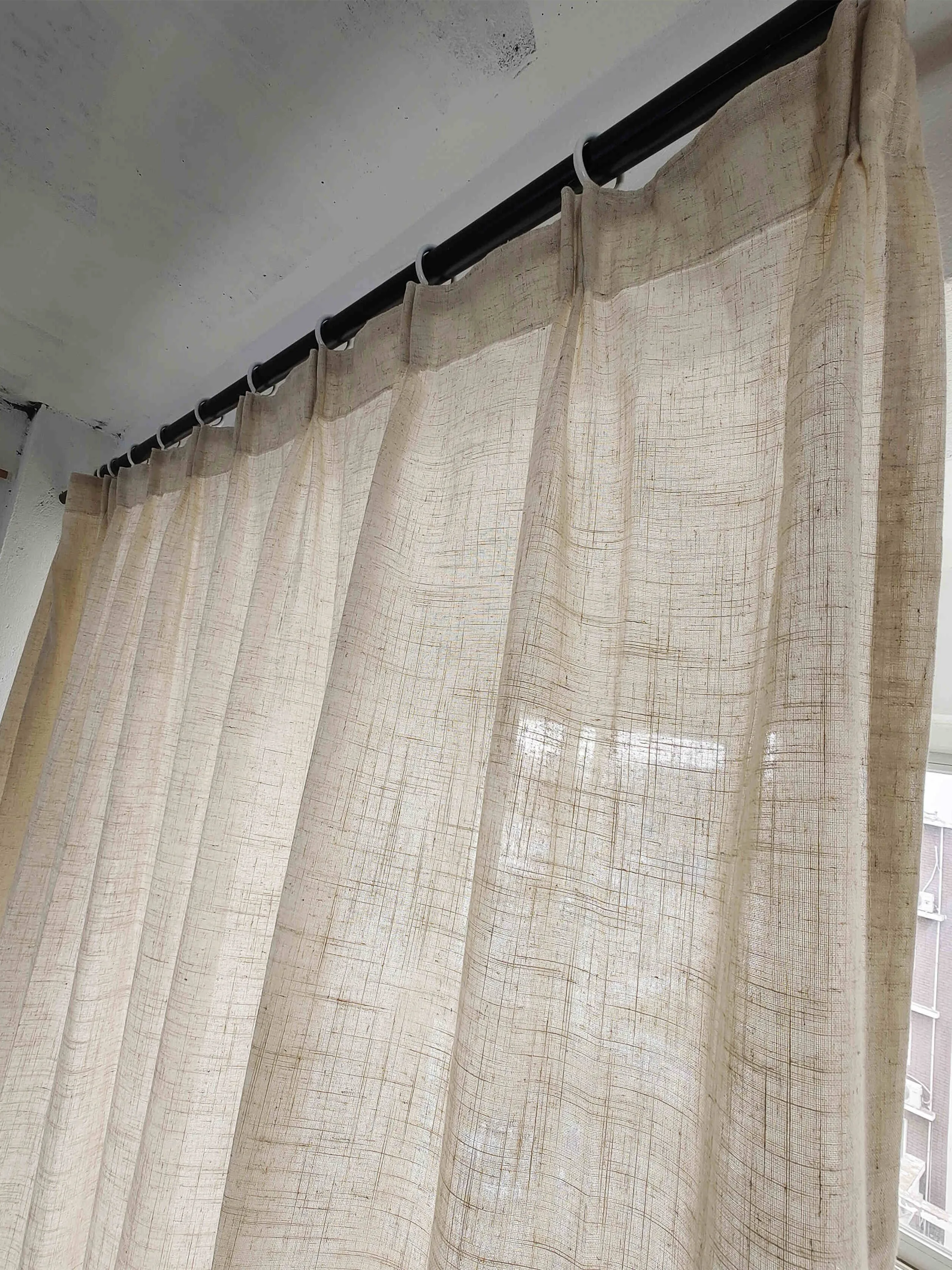 Imagem -03 - Semi-sombreamento Cortinas para Sala de Estar 100 Linho Voile Transparente Yarn Sheer Curtain Janela Drape Estilo Gancho Tamanho Personalizado