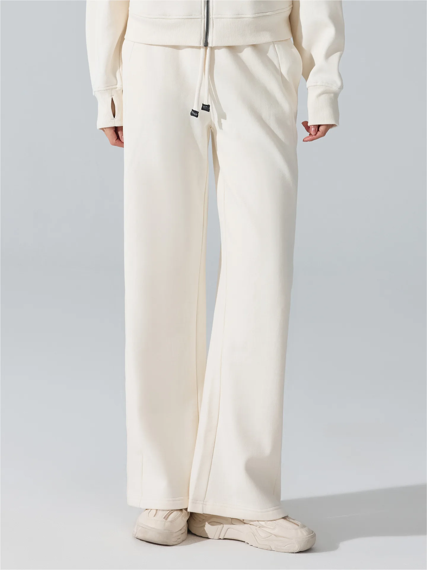 

Осень-зима, флисовые женские брюки для йоги с высокой талией и шнурком, однотонные прямые брюки, спортивные повседневные свободные мягкие широкие брюки