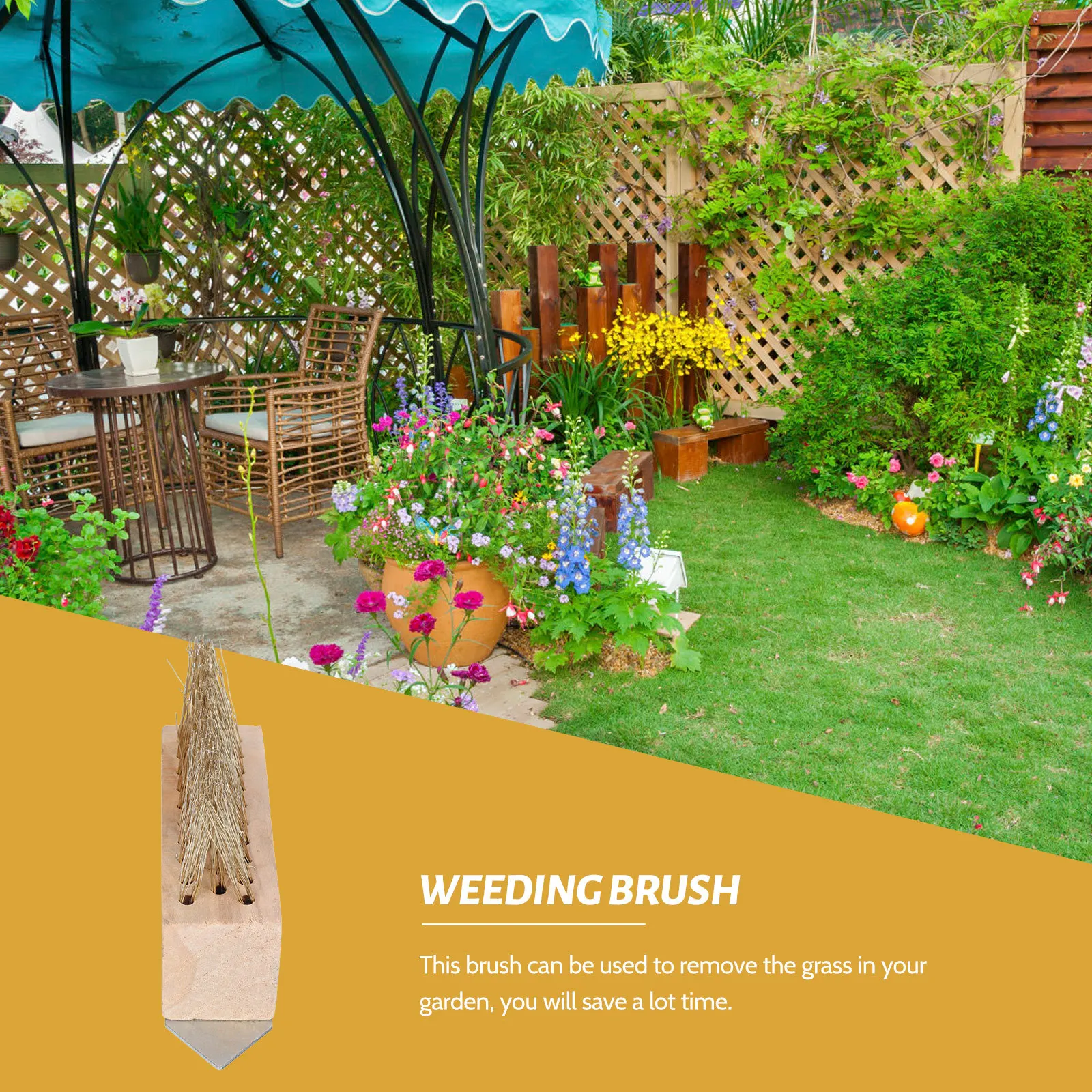 

2pcs Steel Wire Weeding Brush Anti-Slip Handle For Garden Yard Weed Removal Long Handle Cleaning Tool Grass Scrub Portable