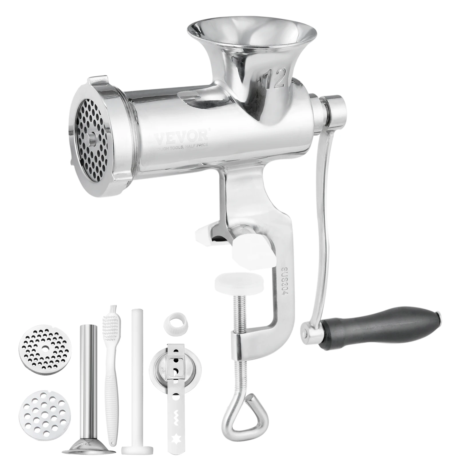 SucceBuy-picadora de carne Manual, picadora de carne Manual de acero inoxidable 304 con abrazadera de mesa de acero, picadora de carne, fabricante de salchichas