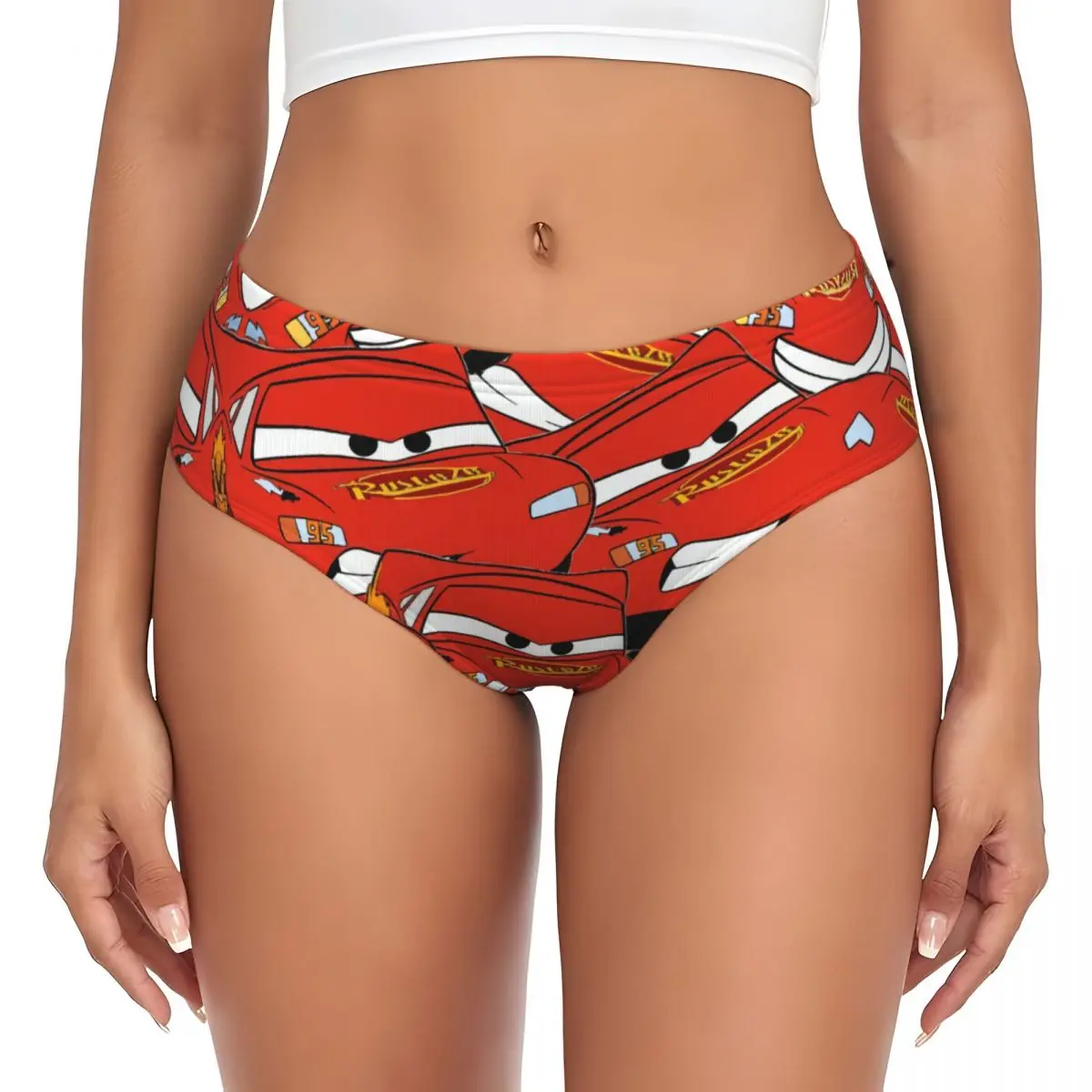 Custom Womens Lightning McQueen Collage Cartoon Panties Comfort Briefs Underwear