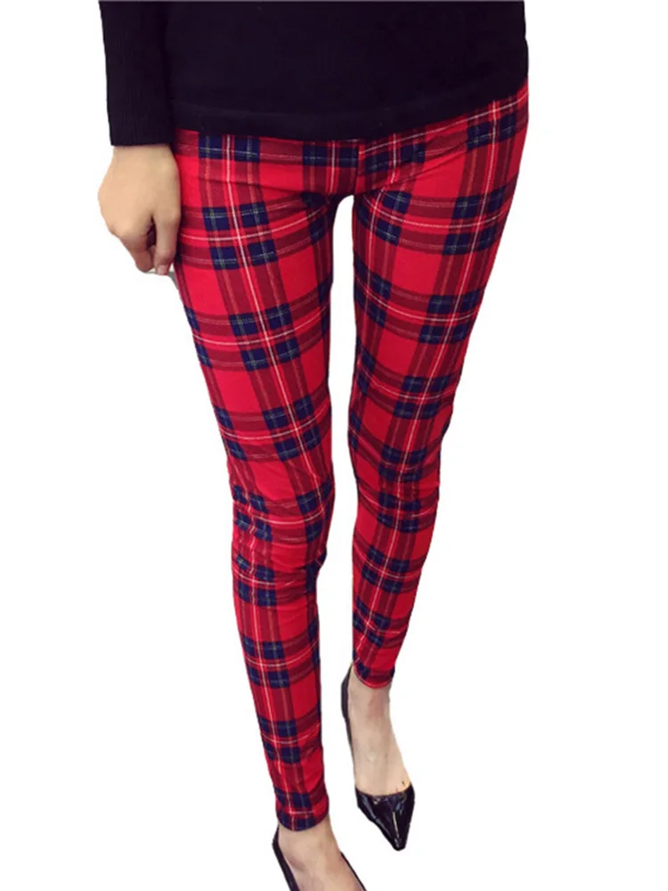 

YSDNCHI Sexy Trousers Elastic Push Up Leggings Fitness Leggins Plaid Printed Summer Ethnic Gym Sporting High Waist Pants