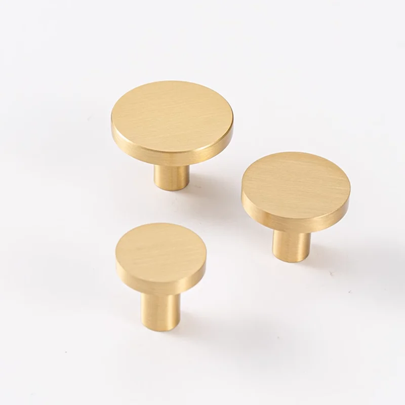 Round Brass Kitchen Cabinet Drawer Knobs Gold Furniture Cupboard Wardrobe Door Knobs Pulls-1Pack