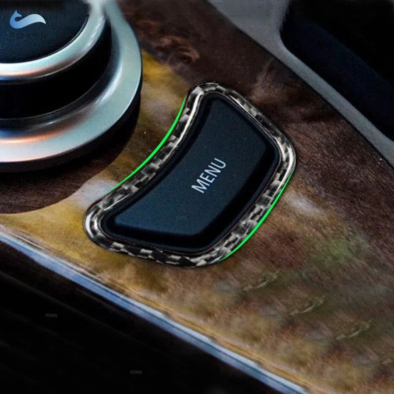 For BMW 5 Series E60 E61 2004 2005 2006 2007 2008 2009 2010 Car Center Control MENU Button Frame Carbon Fiber Cover Trim Sticker