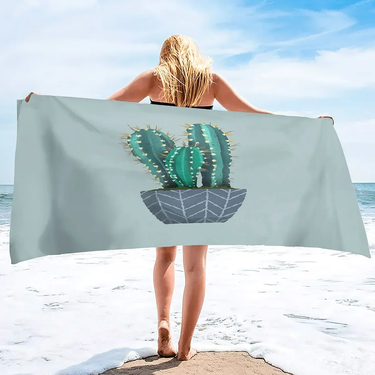 Beach Towel Oversized,Thick Microfiber Beach Towel,Super Absorbent Sand Free Cute Cactus Cool Swim Beach Towels for Kids,Adult