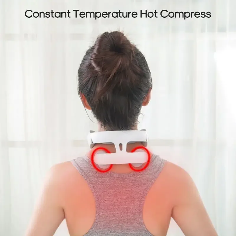 4 Heads Electric Neck and Back Massager Hot Compress Vibration Neck Massager Smart Shoulder Cervical Massage Device