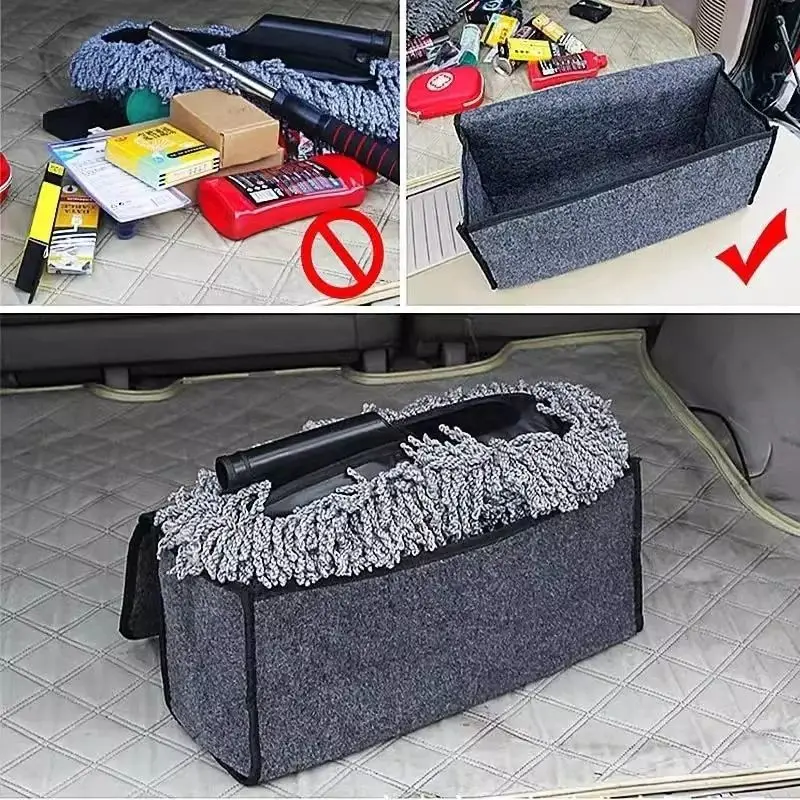 Auto Lagerung Tasche Auto Stamm Organizer Weiche Filz Lagerung Box Organizer Für Die Lagerung Stamm Werkzeuge Innen Automotive Zubehör – Detail 4