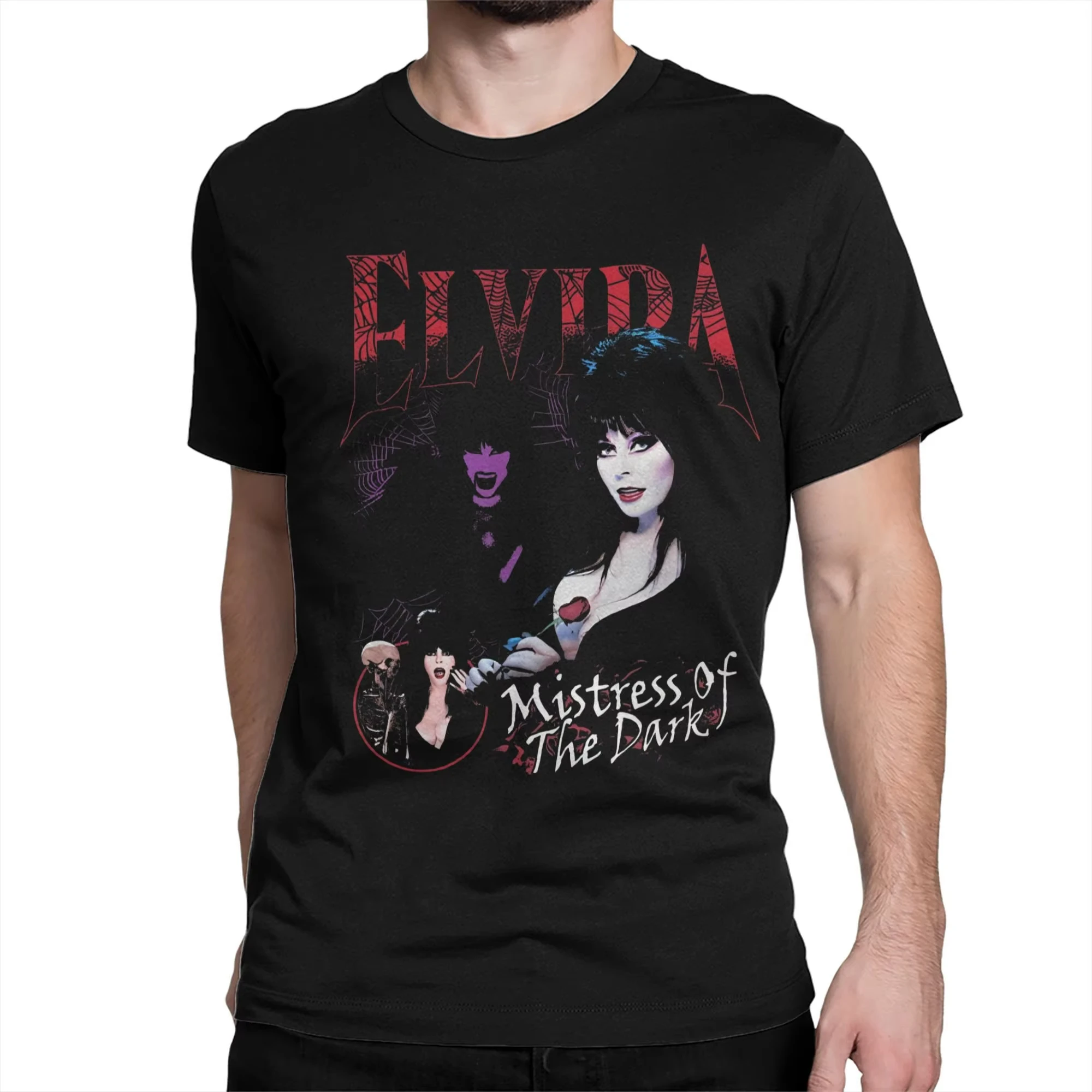 فيلم Elviras عشيقة الظلام تي شيرت الرجال النساء القطن تيشيرت صيفي الرعب الكوميديا تي شيرت ملابس قصيرة الأكمام الكلاسيكية