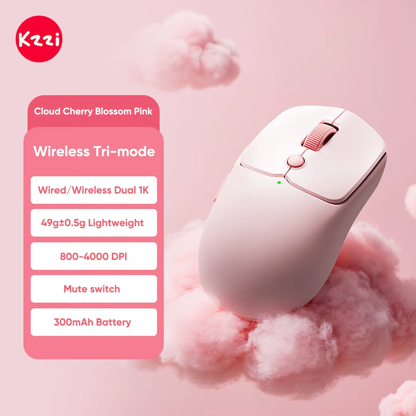 KZZI Z1mini Z1 Mini Wireless Mouse BT 2.4G Wired Mute switch Low noise Ergonomic Portable Office Gaming Mice For Girls' Gifts