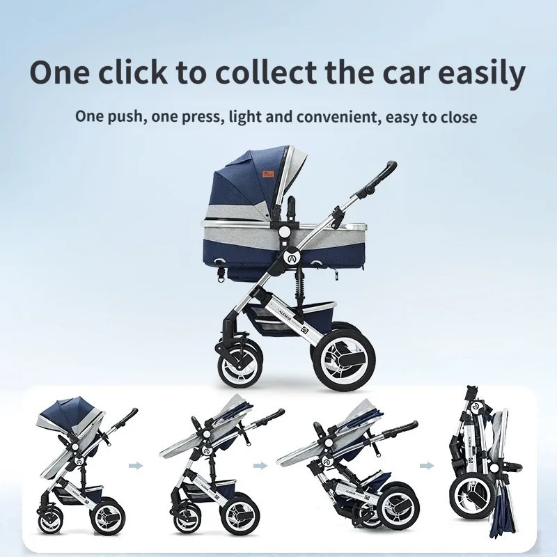 3 in 1 Stroller High Landscape Can Sit Reclining Lightweight Folding Shock Absorbers Children Stroller Baby Carriage