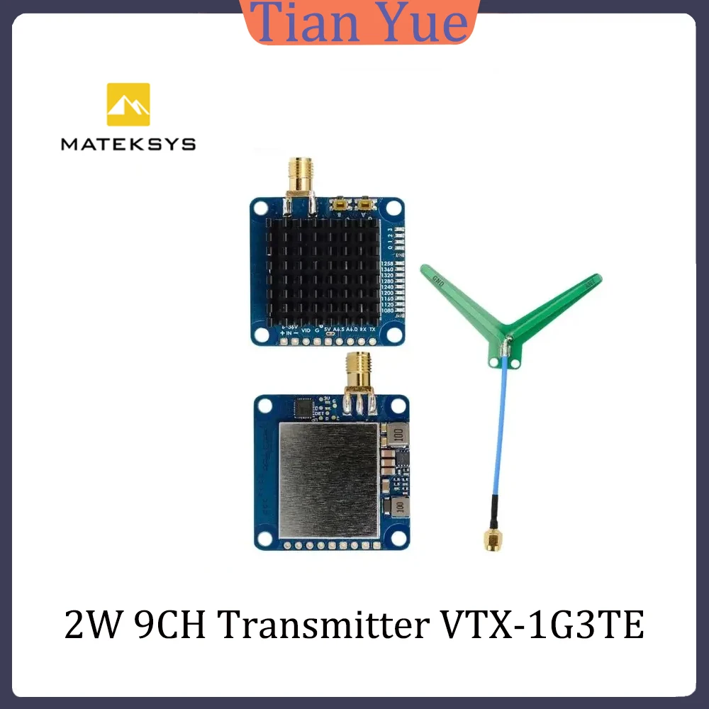

Видеопередатчик Matek 2W VTX-1G3TE для FPV-дронов, дальнего действия, 1.2ГГц/1.3ГГц, 2000мВт, 9 каналов, с управлением Tramp VTX