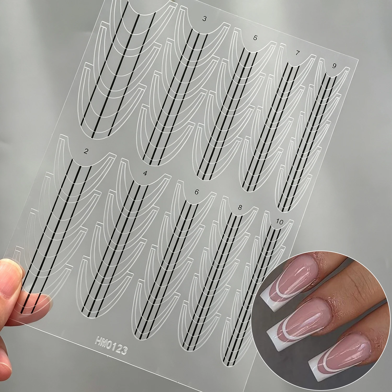 1pc French Tip Nail Guide Stickers Clear Curved Line Nail Stencils Adhesive French Manicure Template DIY Gel Acrylic Nail Tool