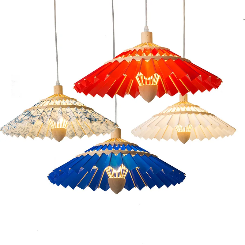 

Bamboo umbrella chandelier Chinese Zen teahouse club lamp tatami creative rattan restaurant umbrella lamp