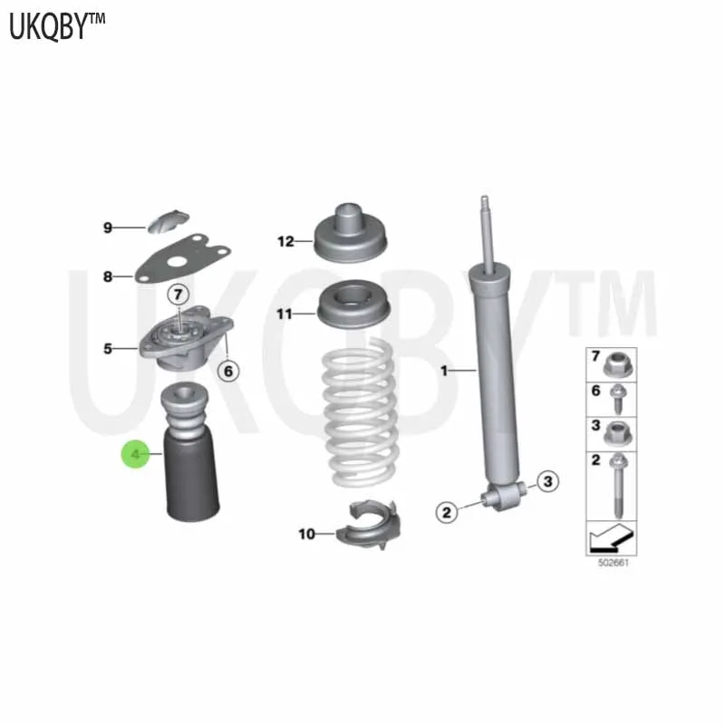 Star shaped bolt at the rear of the shock absorber, hexagonal bolt with shoulder thrust bearing 33536855439 33536857730