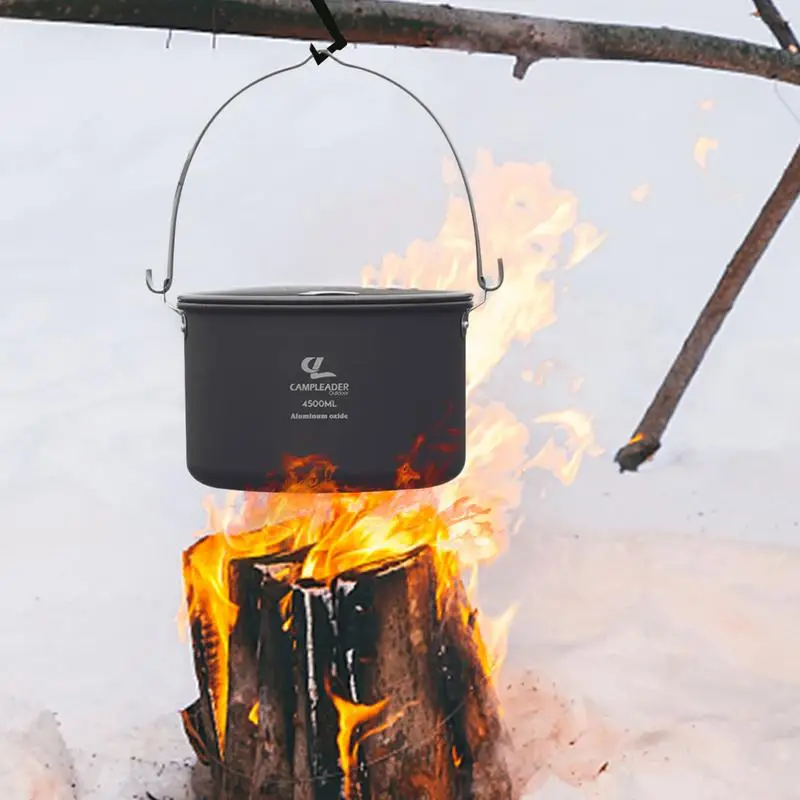 4.5L Camping Hanging Pot Cookware Outdoor Bowler Tableware 5-6 Persons Picnic Cooking Tourism Fishing Kitchen Equipment