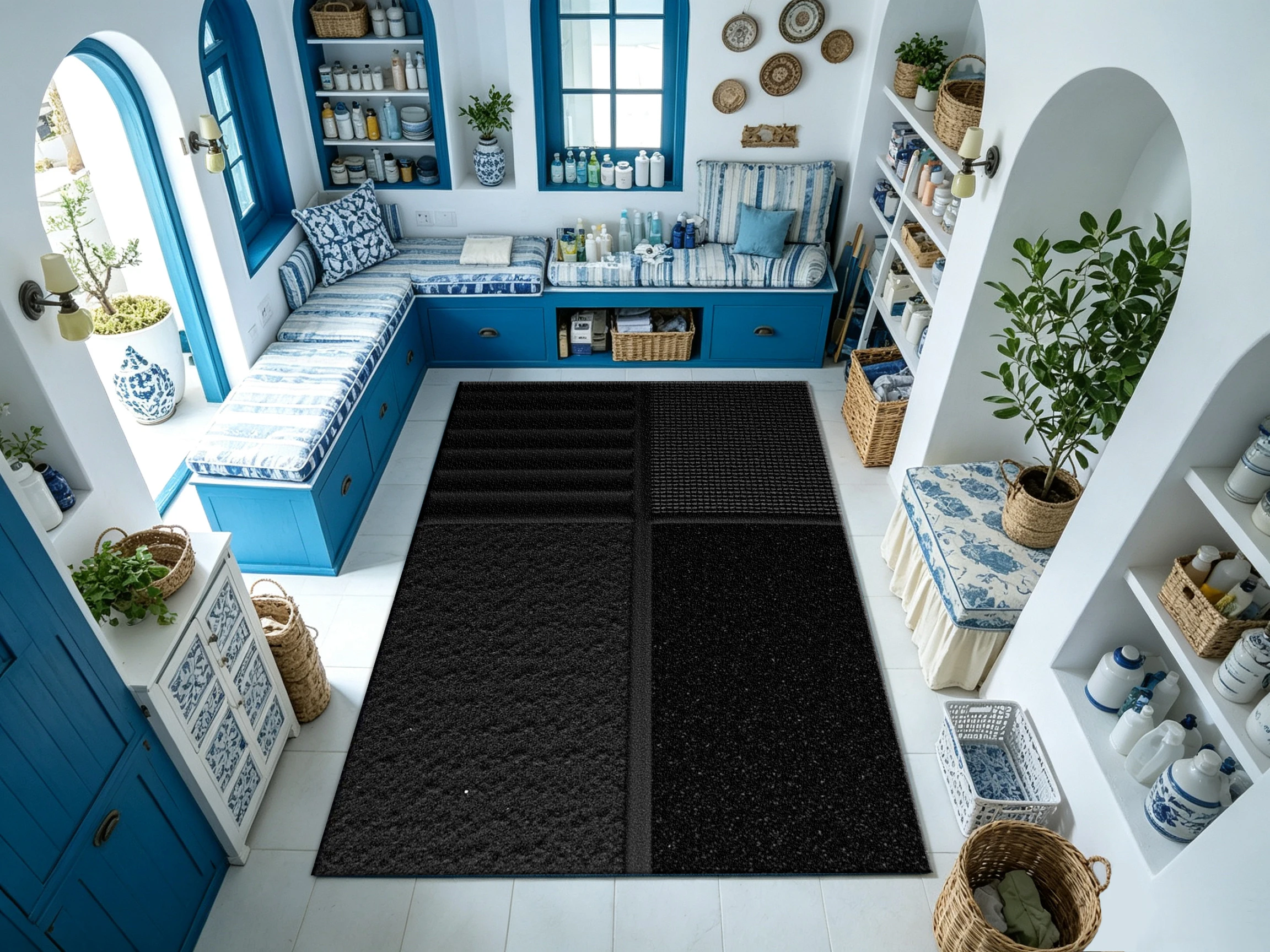 Modern Geometric Diamond-Shaped Carpet Floor Tiles with Classic Diamond Pattern, Suitable for Home Living Spaces