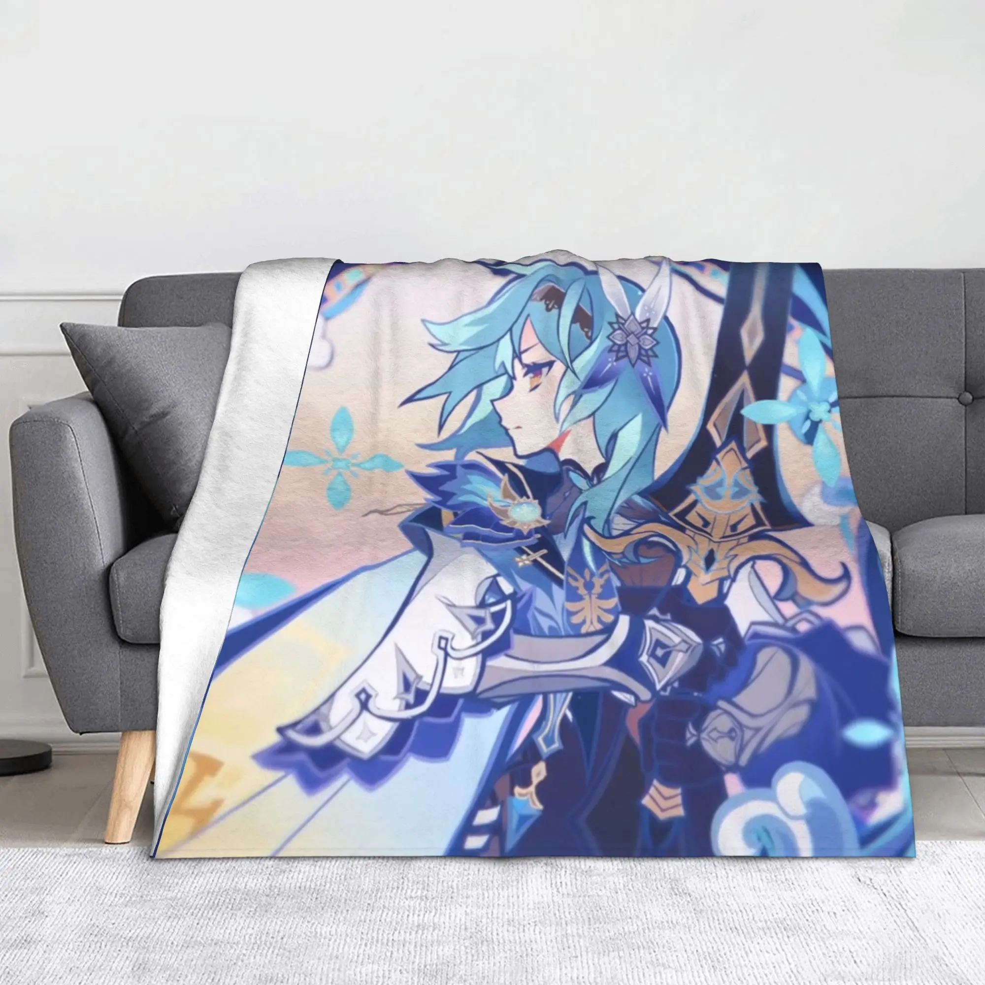 Eula Genshins Impact Blankets Fleece  Printed Video Game Lightweight Throw Blanket for Home Bedspreads