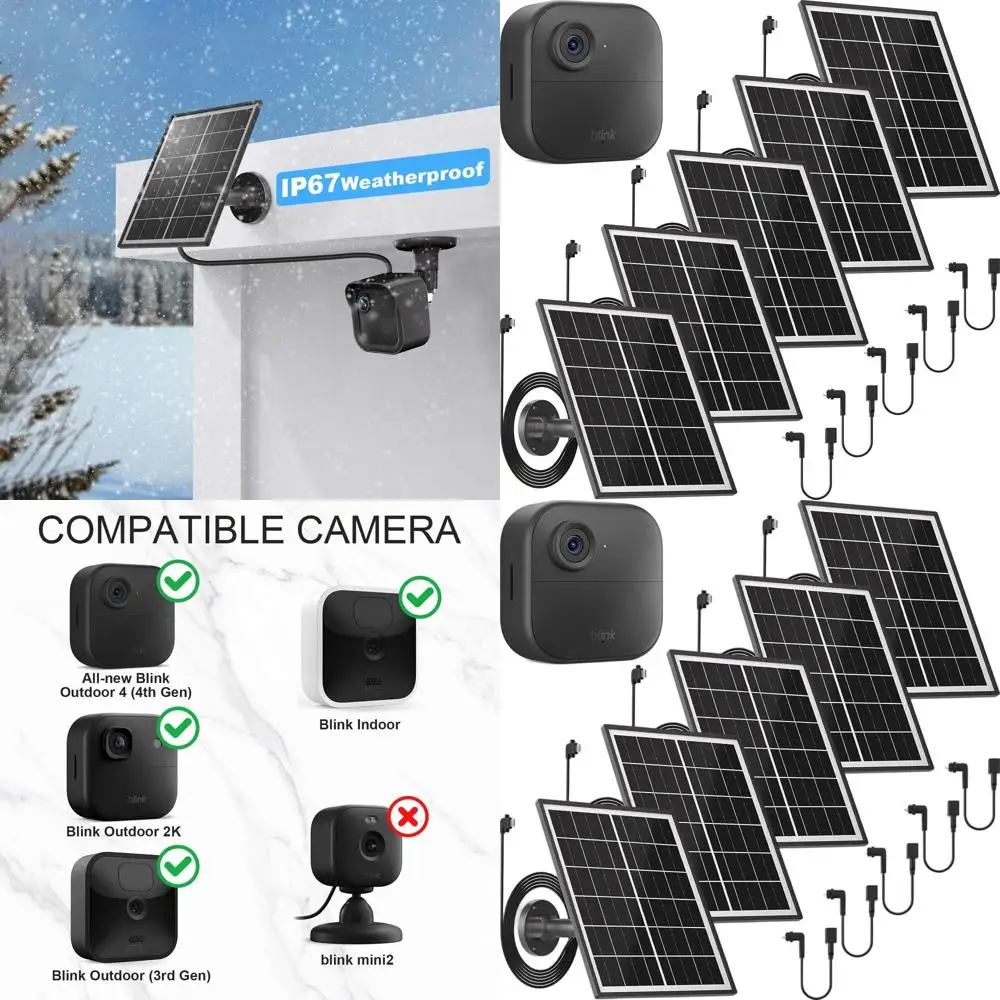 

5 Pack 5W Solar Panels for Blink Outdoor 4th Gen/3rd Gen and XT Series Cameras with 13.1ft Power Cable and Mount