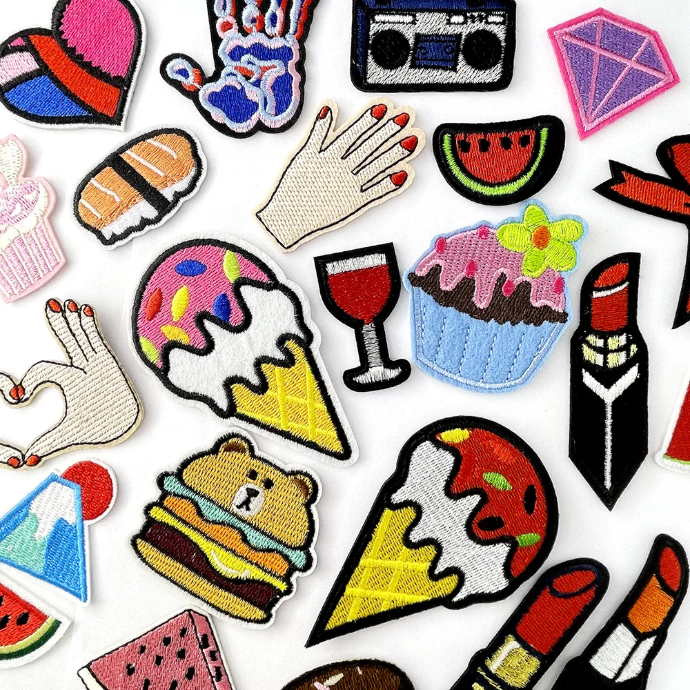 Watermelon Lipstick Patches for Clothing Cloth Embroidered Applique Sewing Clothes Apparel Decoration Patch Iron on Stickers
