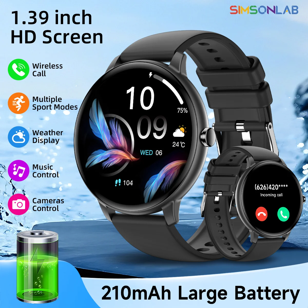 

New Smart Watch Bluetooth Call Blood oxygen Sleep Female Health Monitor Voice Assistant Fitness Tracker Waterproof Men Women